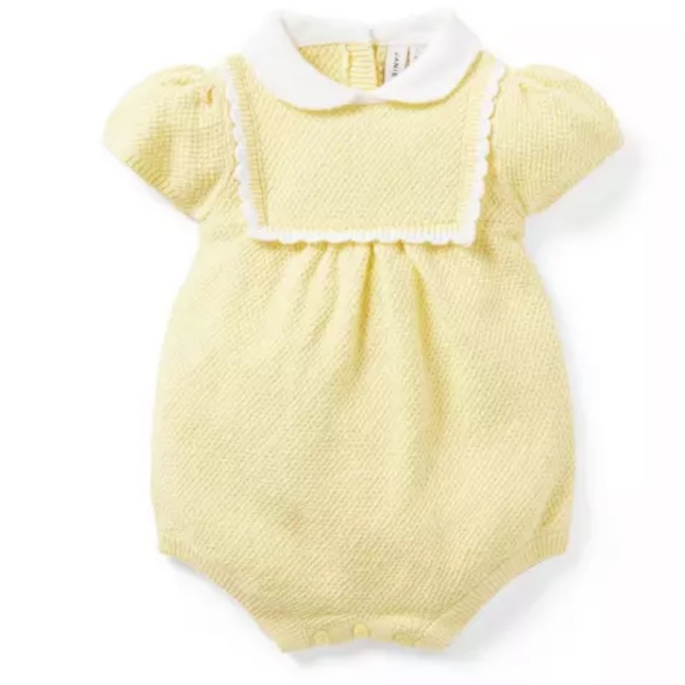 Janie and Jack Baby Scalloped Trim
Sweater Romper Meringue Yellow 12-18 Months